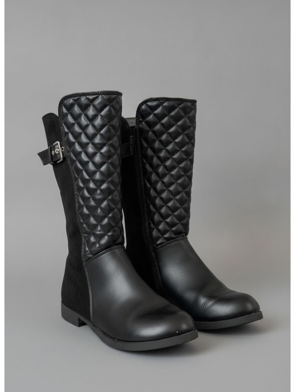 Olive & Edie Girls 4M Tegan Black Quilted Knee-High Riding Boots